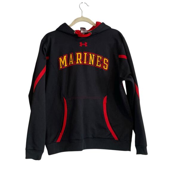 Under Armour x US Marines Black Red Embroidered Semper Fi Hoodie Size Medium - Picture 1 of 16